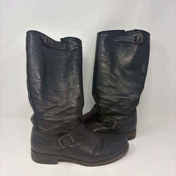Frye Veronica Slouch Boots tall black leather 10 women's - Picture 1 of 16